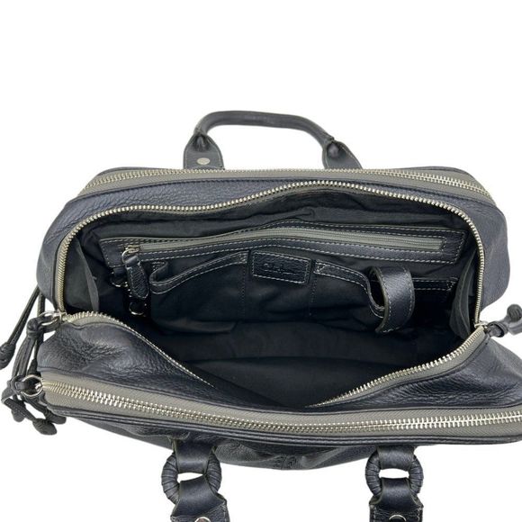 Cole Haan Village Triple Zip Satchel Handbag Pewter Leather - Picture 9 of 11